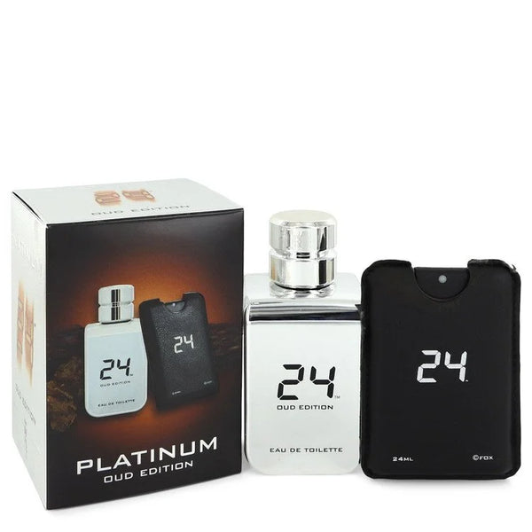 24 Platinum Oud Edition by ScentStory for Men. Eau De Toilette Concentree Spray  + 0.8 oz {Pocket Spray (Unisex) 3.4 oz  3.4 oz  Eau De Toilette Concentree Spray  + 0.8 oz Pocket Spray (Unisex) | Perfumepur.com