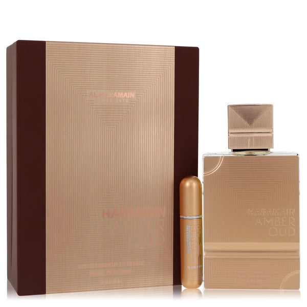 Al Haramain Amber Oud Gold Edition Extreme by Al Haramain for Women. Gift Set 6.7 oz 6.7 Pure Perfume Spray + 0.34 oz Refillable Spray | Perfumepur.com