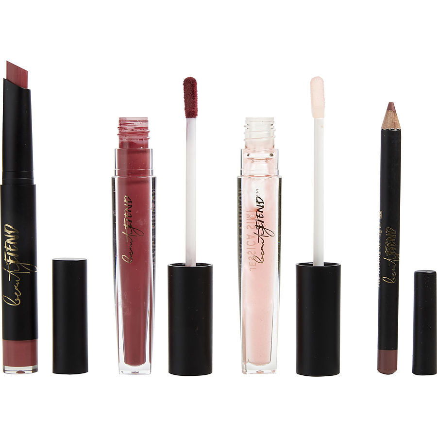 Beauty Fiend Jessica Simpson By Jessica Simpson for Women. 4 Piece Berry Lip Kit Contains Berry Lipstick 0.04 oz + Berry Lip Liner 0.03 oz + Berry Liquid Lip 0.07 oz + Nourishing Lip Topper 0.07 oz | Perfumepur.com