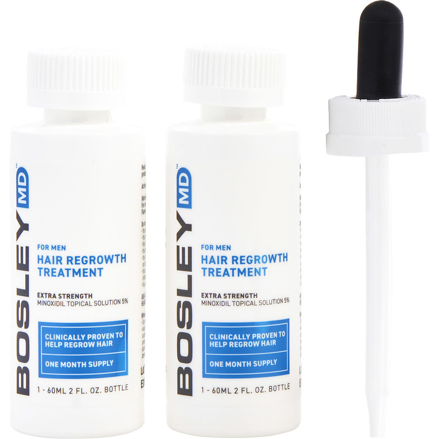 Bosley By Bosley for Men. Bosleymd Men's Hair Regrowth Treatment For Men Extra Strength Minoxidil 5% Topical Solution - Two Month Supply 2- 2 oz Bottles (Dropper) | Perfumepur.com