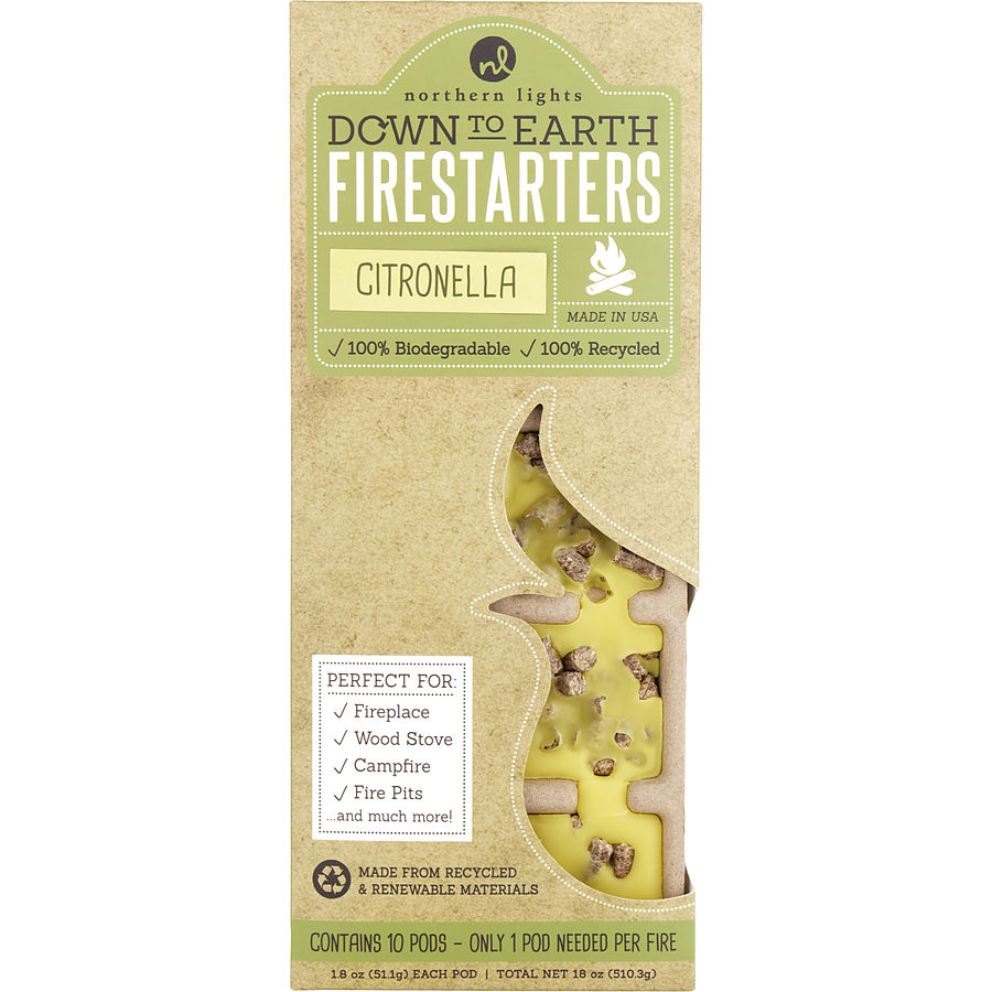 Citronella Firestarters By  for Unisex. Down To Earth Firestarters Fragranced Colored Wax Combined With Recycled And Renewable Material. Box Contains 10X1.8 oz Each Tearaway Pods | Perfumepur.com