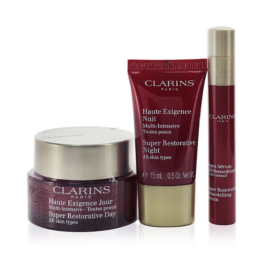 Clarins By Clarins for Women. Super Restorative Collection: Day Cream 50Ml+Night Cream 15Ml+ Remodelling Serum 10Ml+ Bag (3Pcs+1Bag) | Perfumepur.com