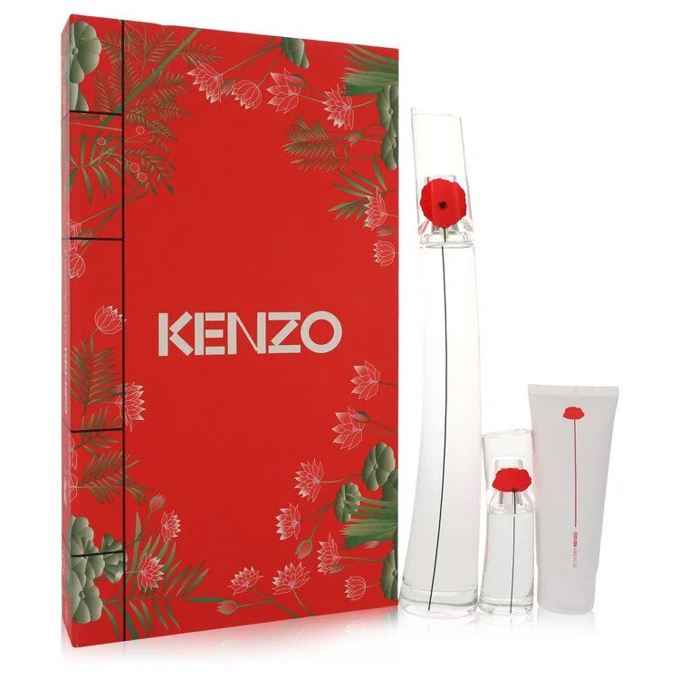 Kenzo FLOWER by Kenzo for Women. Gift Set (3.3 Eau De Parfum Spray + 0.5 oz Mini EDP + 2.5 oz Body Milk) | Perfumepur.com