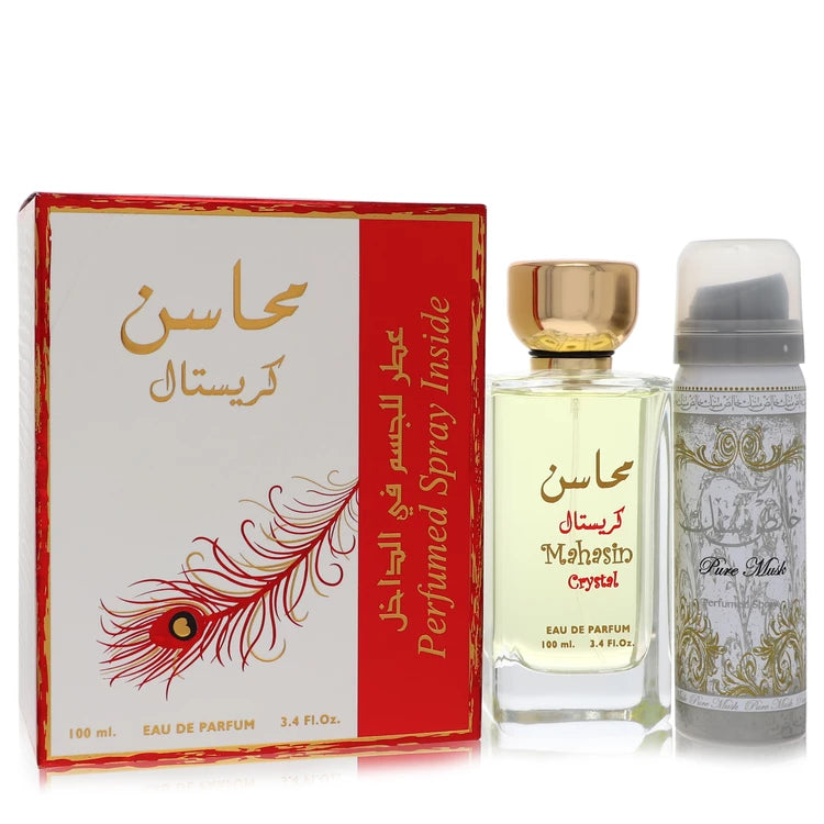 Lattafa Mahasin Crystal by Lattafa for Women. Eau De Parfum Spray with 1.7 oz Deodorant Spray 3.4 oz | Perfumepur.com