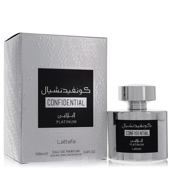 Lattafa Confidential Platinum by Lattafa for Unisex. Eau De Parfum Spray (Unisex) 3.4 oz | Perfumepur.com