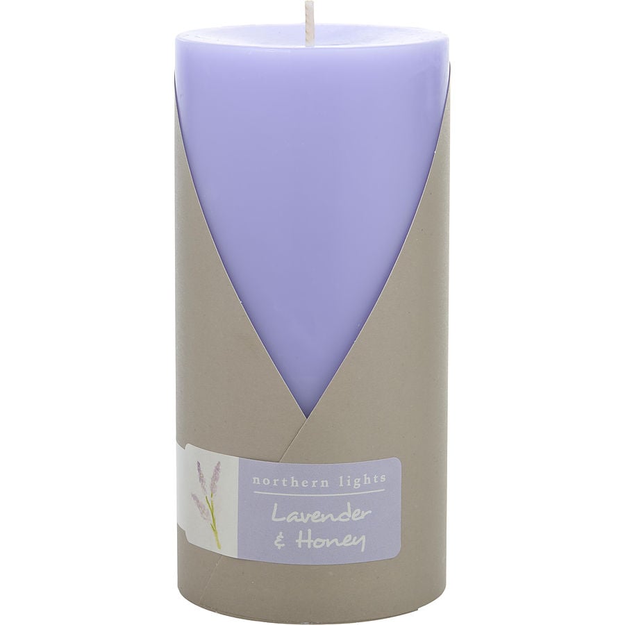 Lavender & Honey By Northern Lights for Unisex. One 3X6 Inch Pillar Candle. Burns Approx. 100 Hrs. | Perfumepur.com