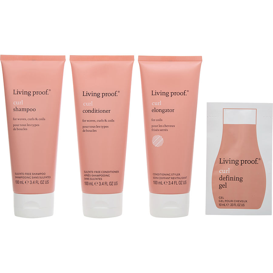Living Proof By Living Proof for Unisex. Born To Be Coily Kit - Curl Shampoo 3.4 oz & Curl Conditioner 3.4 oz & Curl Elongater 3.4 oz & Curl Defining Gel 0.33 oz | Perfumepur.com