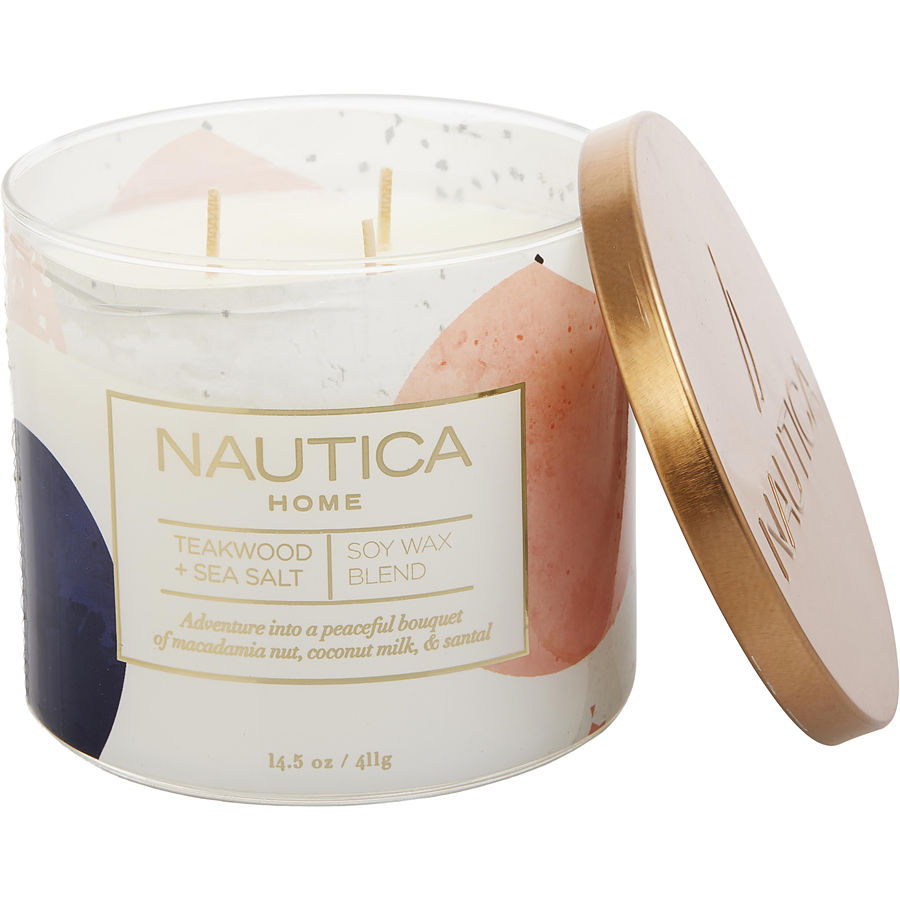 Nautica Teakwood & Sea Salt By Nautica for Unisex. Candle 14.5 oz | Perfumepur.com