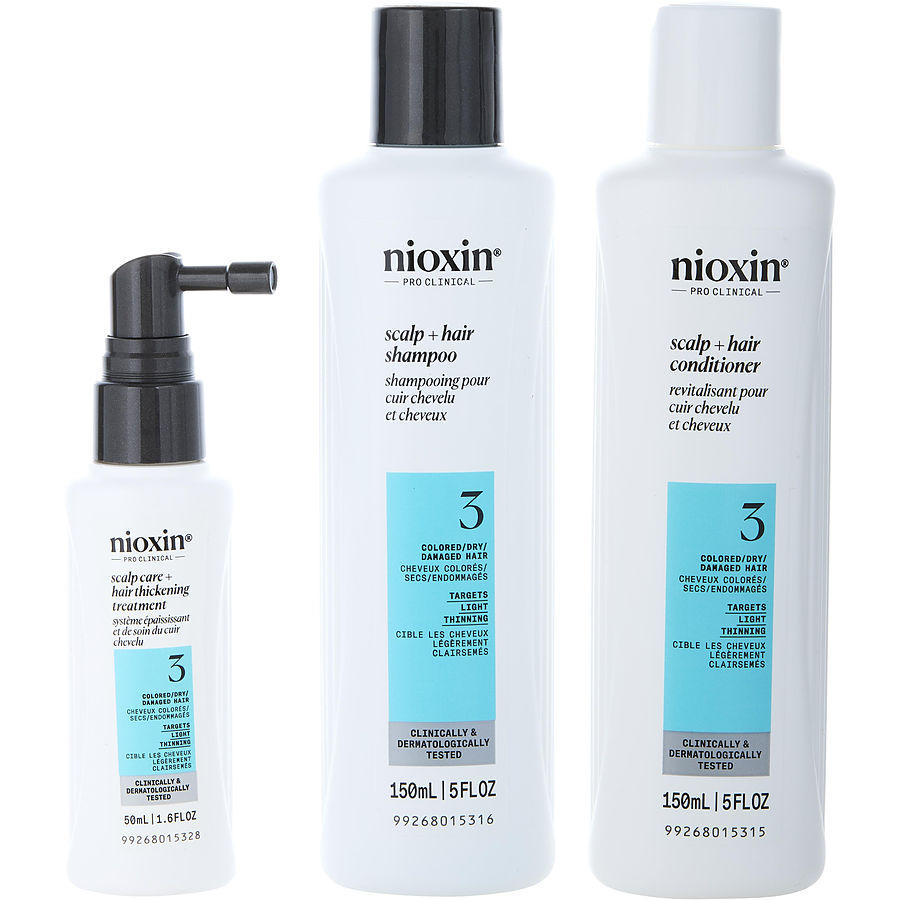 Nioxin By Nioxin for Unisex. Set-3 Piece Full Kit System 3 With Cleanser Shampoo 5 oz & Scalp Therapy Conditioner 5 oz & Scalp Treatment 1.7 oz | Perfumepur.com
