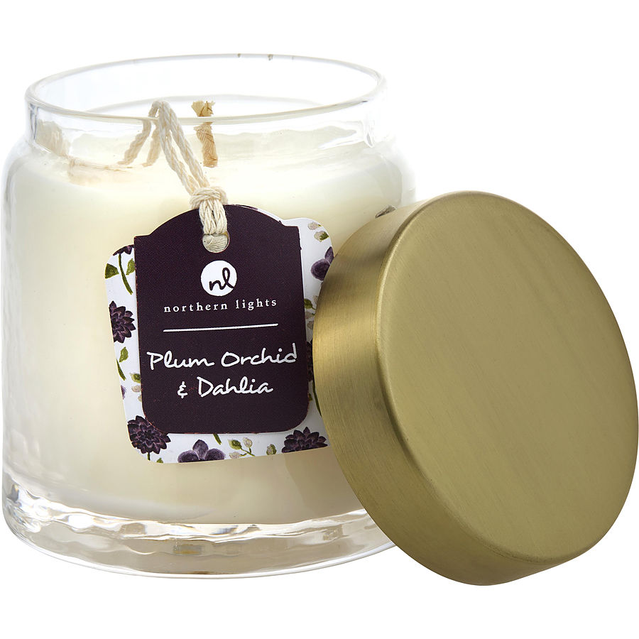 Plum Orchid & Dahlia By Northern Lights for Unisex. Scented Soy Glass Candle 10 oz | Perfumepur.com