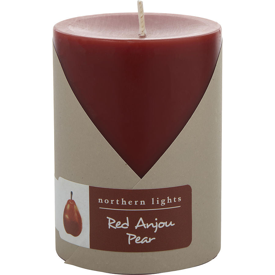 Red Anjou Pear By Northern Lights for Unisex. One 3X4 Inch Pillar Candle. Burns Approx. 80 Hrs. | Perfumepur.com