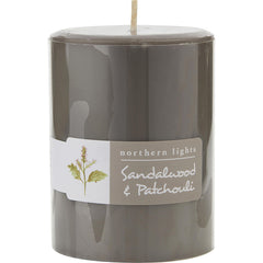 Sandalwood & Patchouli By Northern Lights for Unisex. One 3X4 Inch Pillar Candle. Burns Approx. 80 Hrs. | Perfumepur.com