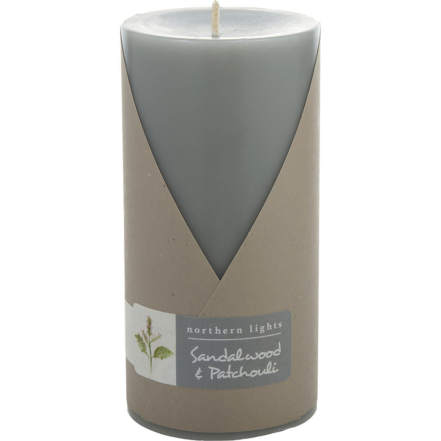 Sandalwood & Patchouli By Northern Lights for Unisex. One 3X6 Inch Pillar Candle. Burns Approx. 100 Hrs. | Perfumepur.com