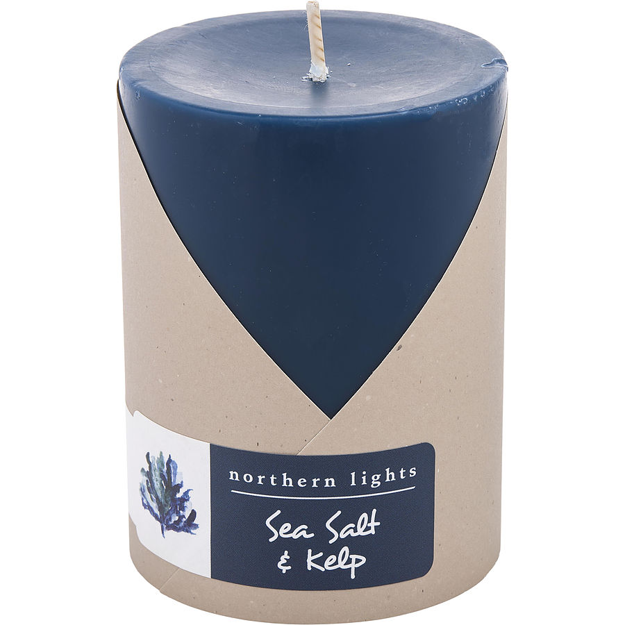 Sea Salt & Kelp By Northern Lights for Unisex. One 3X4 Inch Pillar Candle. Burns Approx. 80 Hrs. | Perfumepur.com