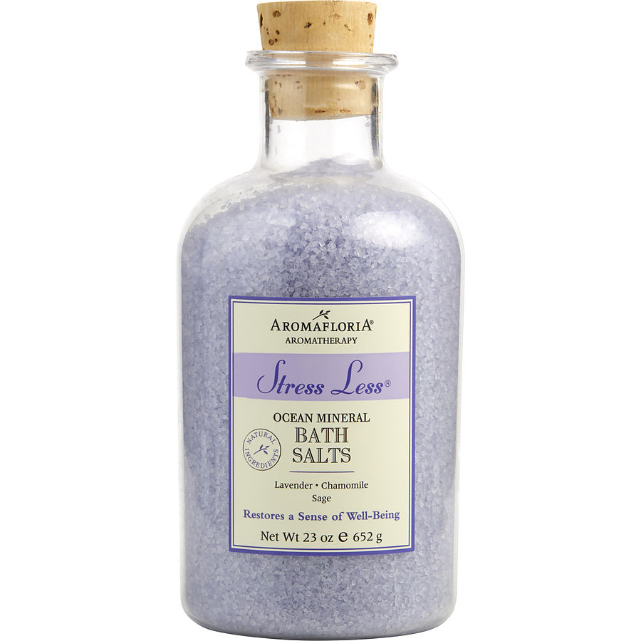 Stress Less By Aromafloria for Unisex. Ocean Mineral Bath Salts 23 oz Blend Of Lavender, Chamomile, And Sage | Perfumepur.com