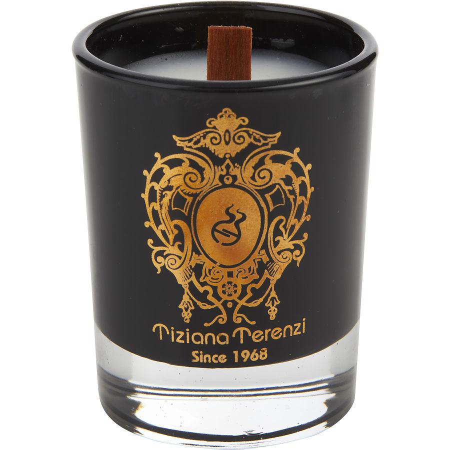 Tiziana Terenzi Almond Vanilla By Tiziana Terenzi for Unisex. Scented Black Glass Candle 1.4 oz | Perfumepur.com