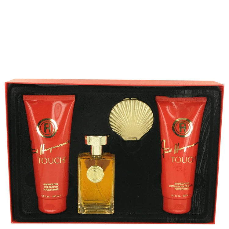 Touch by Fred Hayman for Women. Gift Set (3.4 oz Eau De Toilette Spray + 6.7 Body Lotion + 6.7 oz Shower Gel + Mirror) | Perfumepur.com
