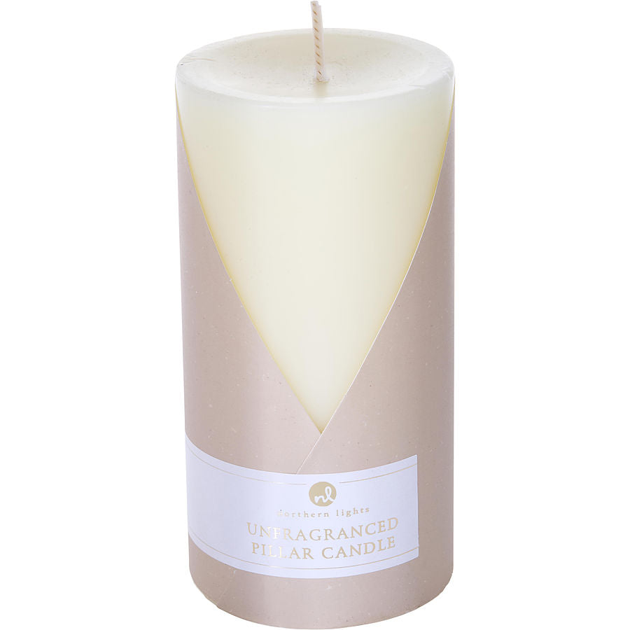 Unfragranced Ivory By Northern Lights for Unisex. One 3X6 Inch Pillar Candle. Burns Approx. 100 Hrs. | Perfumepur.com