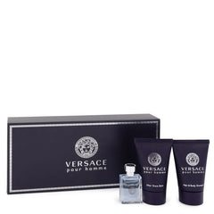 Versace Pour Homme by Versace for Men. Gift Set (.17 oz Mini EDT + 0.8 oz After Shave Balm + 0.8 oz Hair + Body Shampoo) | Perfumepur.com