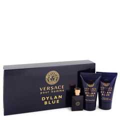 Versace Pour Homme Dylan Blue by Versace for Men. Gift Set (0.17 oz Mini EDT + 0.8 oz After Shave Balm + 0.8 oz Shower Gel) | Perfumepur.com