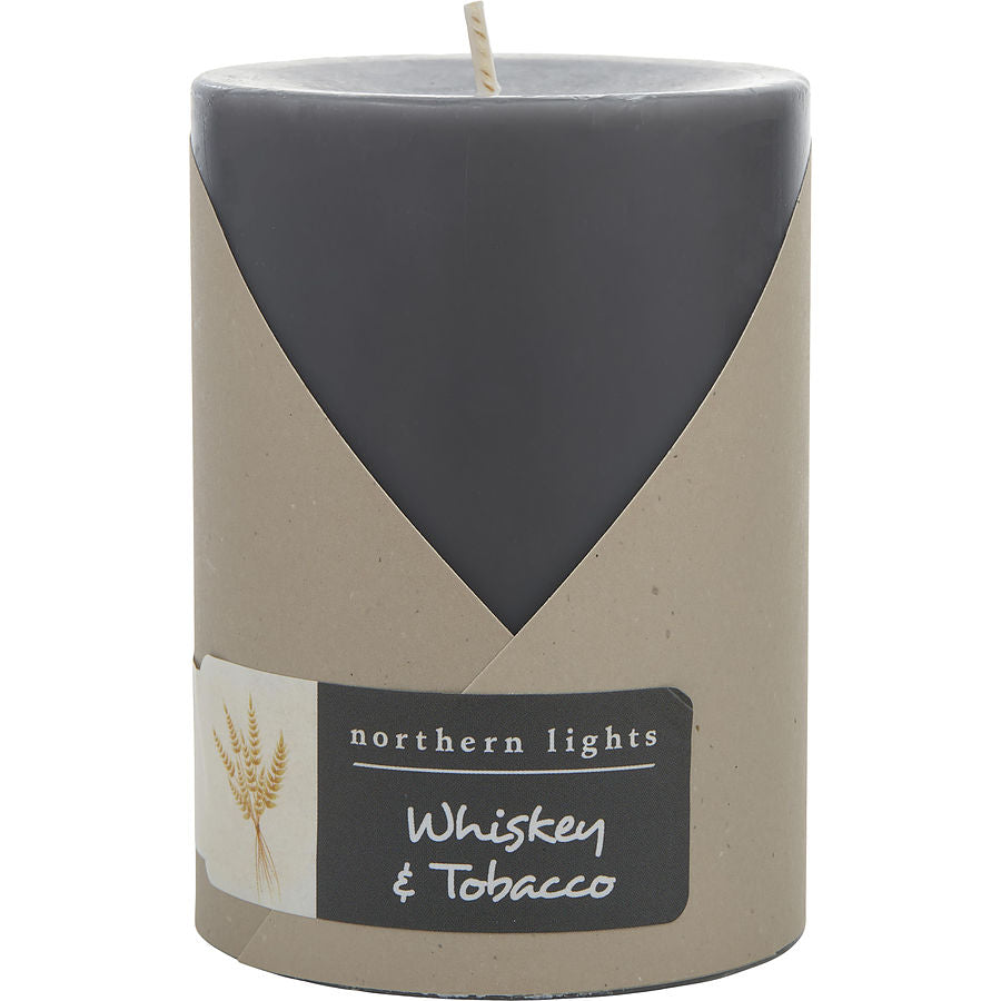 Whiskey & Tobacco By Northern Lights for Unisex. One 3X4 Inch Pillar Candle. Burns Approx. 80 Hrs. | Perfumepur.com