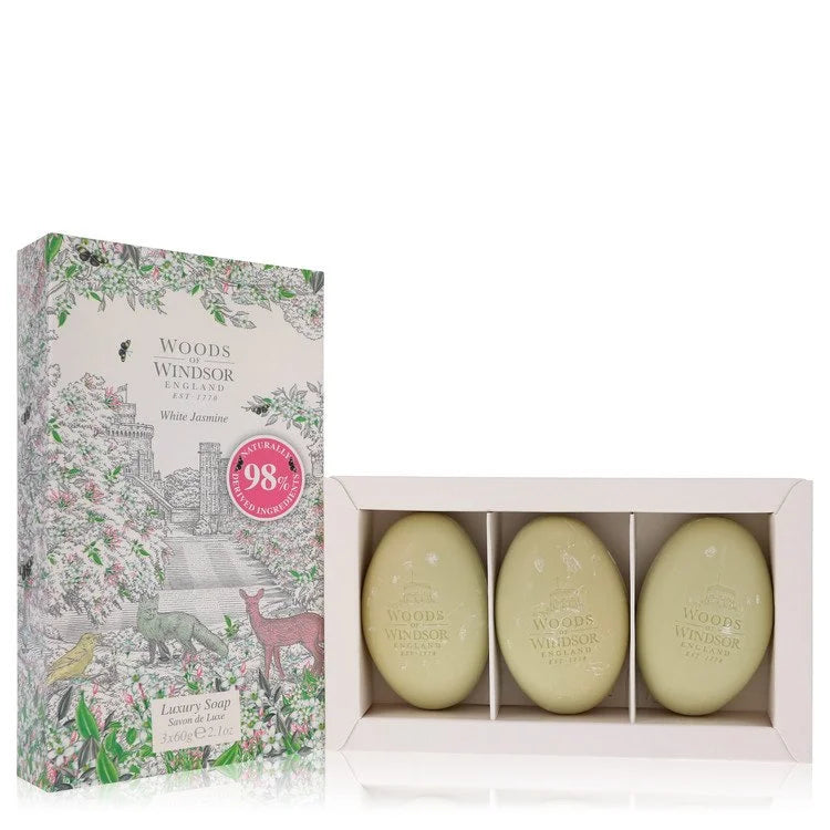 White Jasmine by Woods Of Windsor for Women. Three 2.1 oz Luxury Soaps 2.1 oz | Perfumepur.com